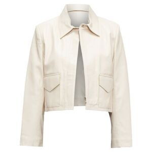 Nour Hammour lambskin minimal dual pocket cropped zip jacket